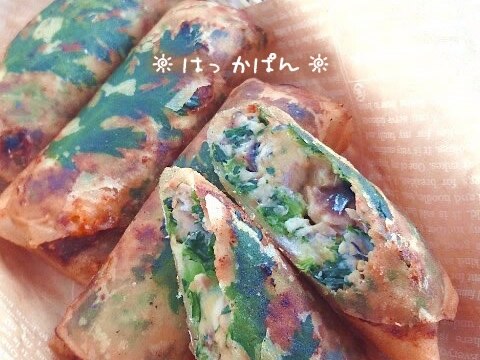 味噌とチーズが旨い！いわしと春菊の春巻き✿